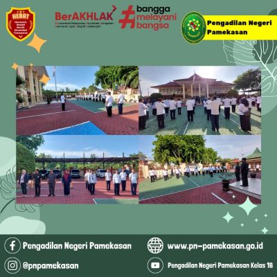Senin, 09 Januari 2022 Seluruh pimpinan, Hakim, pejabat struktural, ASN dan PPNPN mengikuti Apel senin pagi 